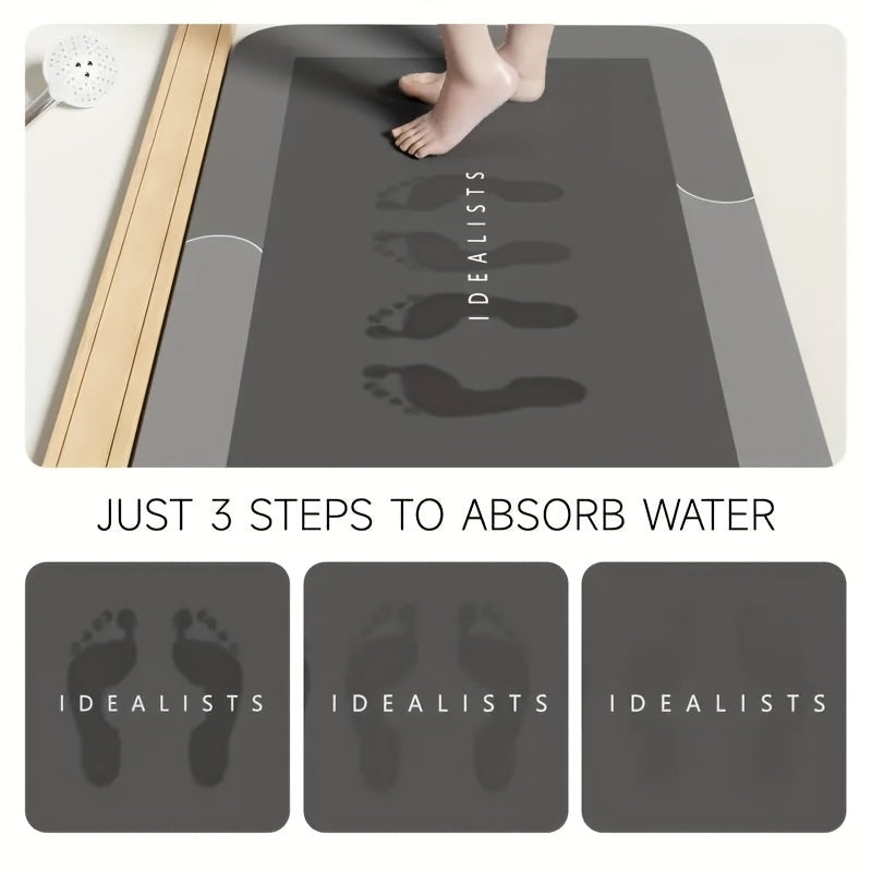 Large Super Absorbent Diatomite Bath Mat - Quick Dry, Non-slip And Water-absorbing Floor Mat, Soft And Comfortable Bathroom Mat, Suitable for Bathroom, Shower, Laundry Room, Bedroom, Living Room, Doorstep Mat, Kitchen Floor M