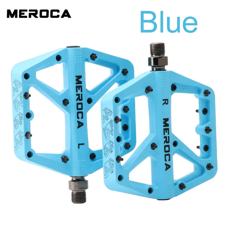 MEROCA Nylon Bicycle Pedals Ultralight Seal Bearings Mountain Road Bike Flat Platform WaterProof Bicycle Pedals Non-Slip Parts