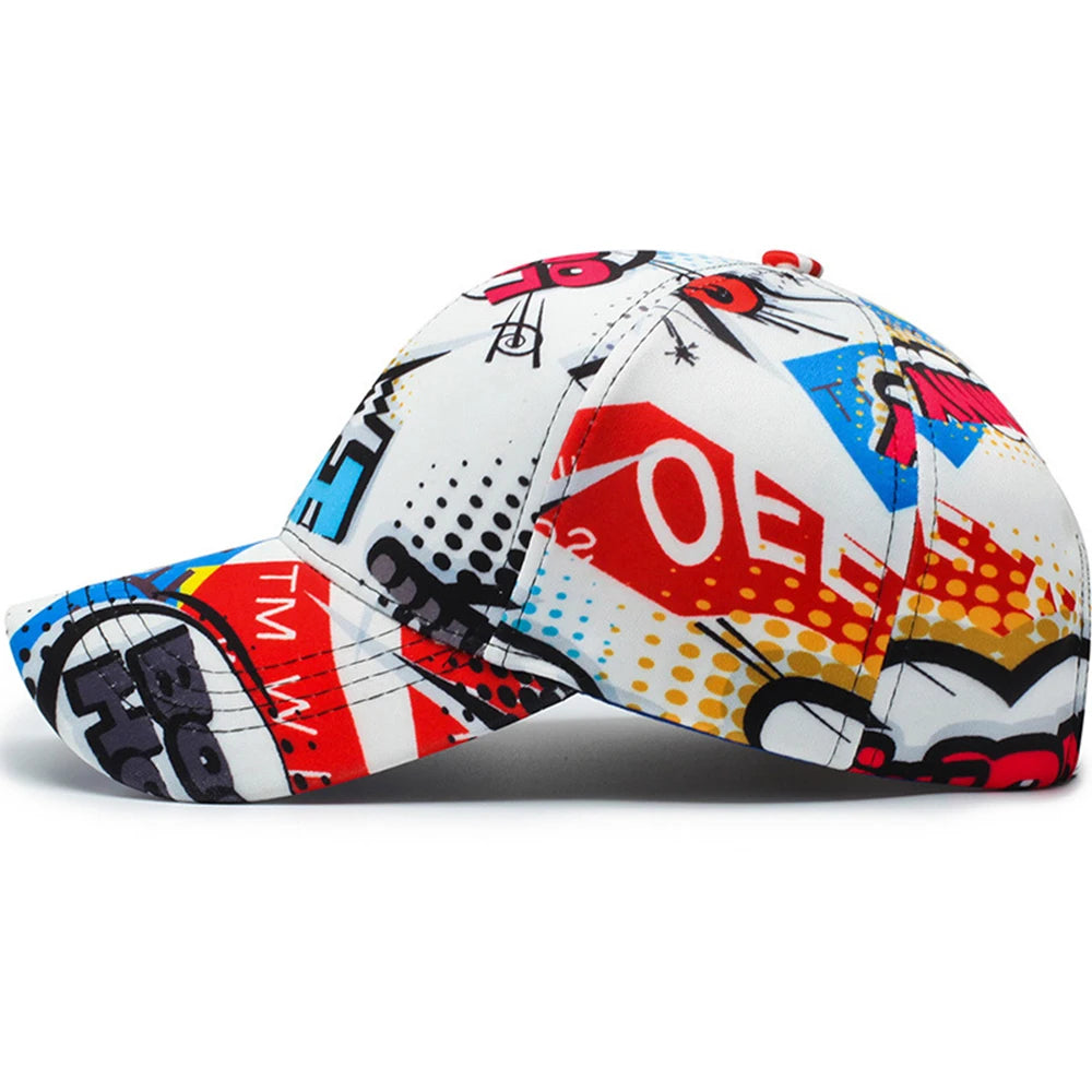 FS 2025 Summer Blue Graffiti Baseball Caps For Men Stylish Streetwear Hip Hop Cap Cotton Luxury Brand Women Hat Bone Masculino