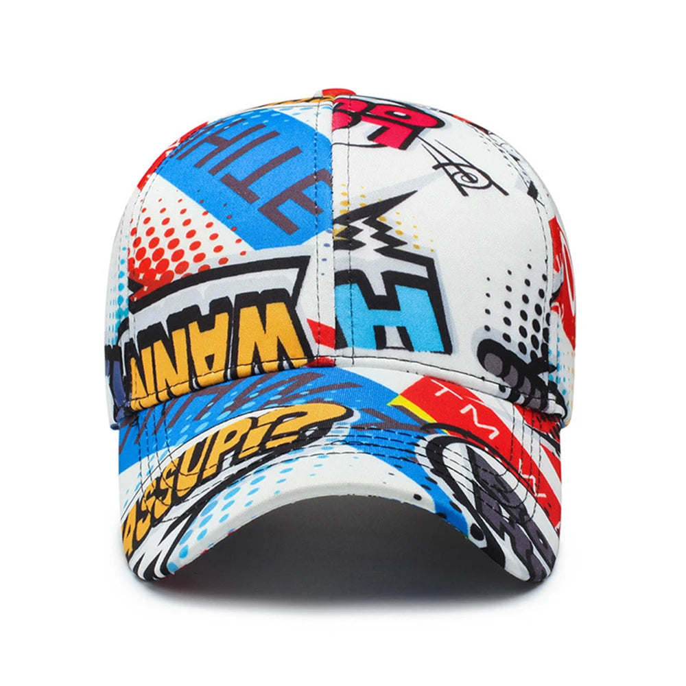 FS 2025 Summer Blue Graffiti Baseball Caps For Men Stylish Streetwear Hip Hop Cap Cotton Luxury Brand Women Hat Bone Masculino