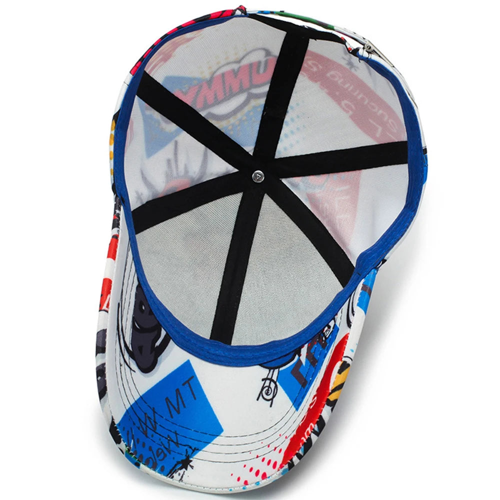 FS 2025 Summer Blue Graffiti Baseball Caps For Men Stylish Streetwear Hip Hop Cap Cotton Luxury Brand Women Hat Bone Masculino