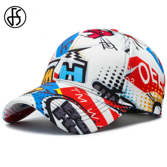 FS 2025 Summer Blue Graffiti Baseball Caps For Men Stylish Streetwear Hip Hop Cap Cotton Luxury Brand Women Hat Bone Masculino