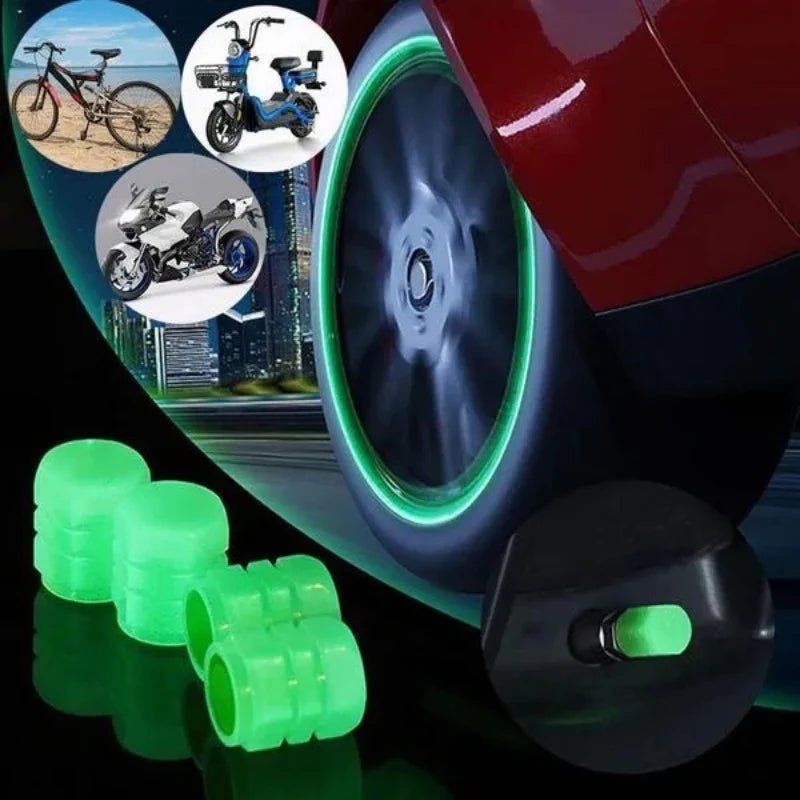 GLOWING NIGHT CAR BICYCLE LUMINOUS TIRE VALVE CAP (4 PACK) - Bold Car