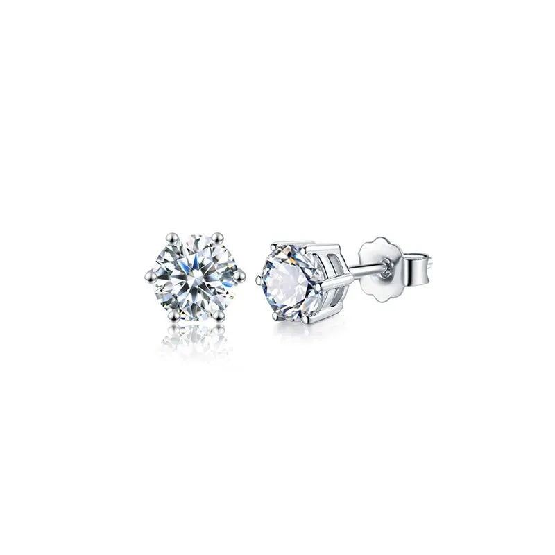 Real 0.1ct-2ct D Color Certified Moissanite Diamond Stud Earrings for Woman Gift 925 Sterling Silver Wedding Luxury Fine Jewelry