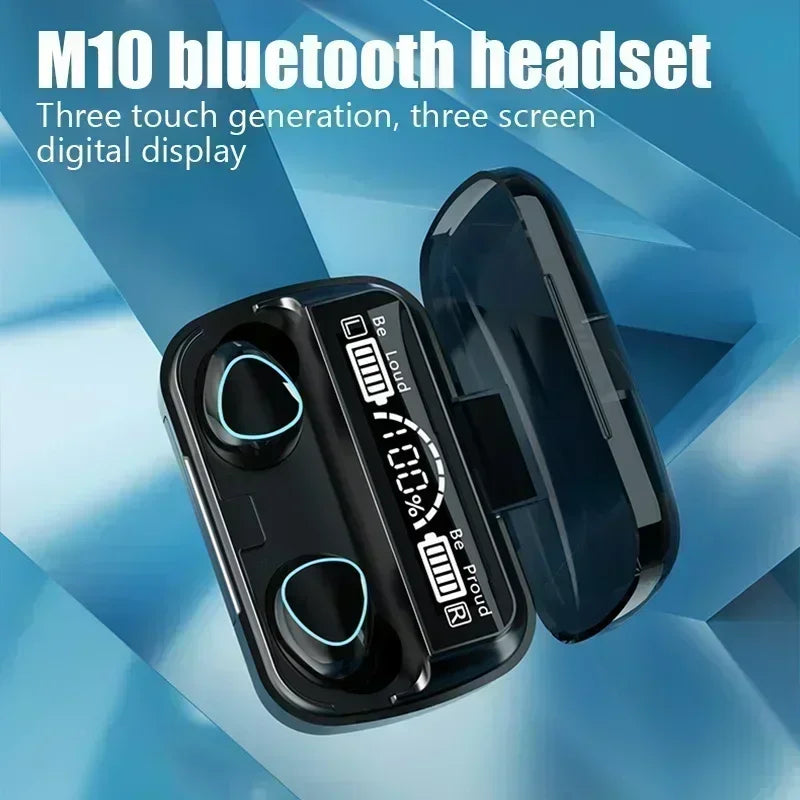 M10 Bluetooth Earphones – HiFi Stereo Wireless Earbuds with LED Display