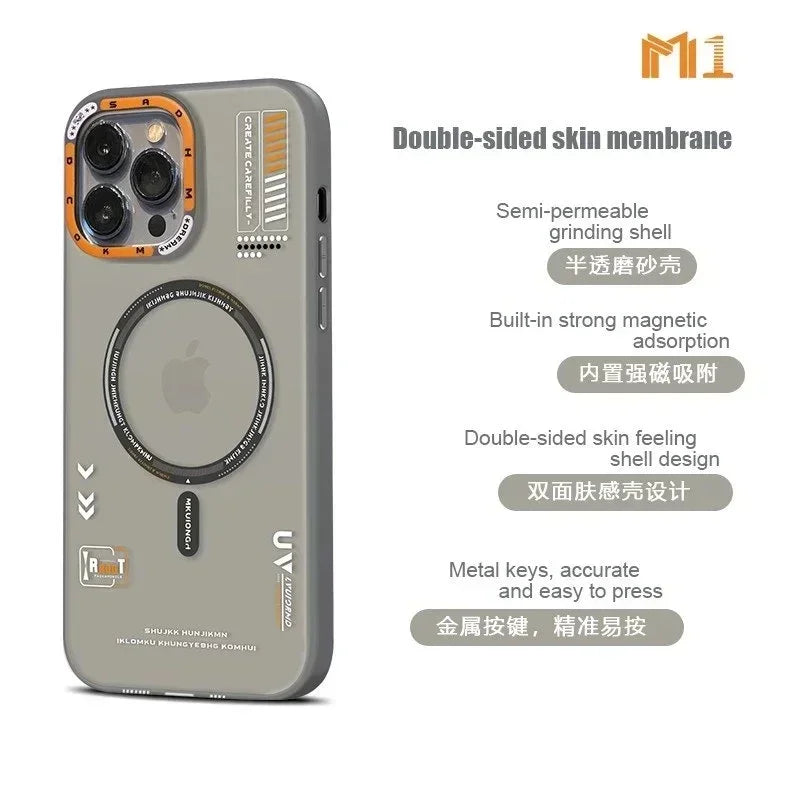 Matte Magnetic Phone Case For iPhone 12 13 14 15 16 Pro Max Megsafe Wireless Charge Frosted Back Metal Lens Frame Buttons Cover