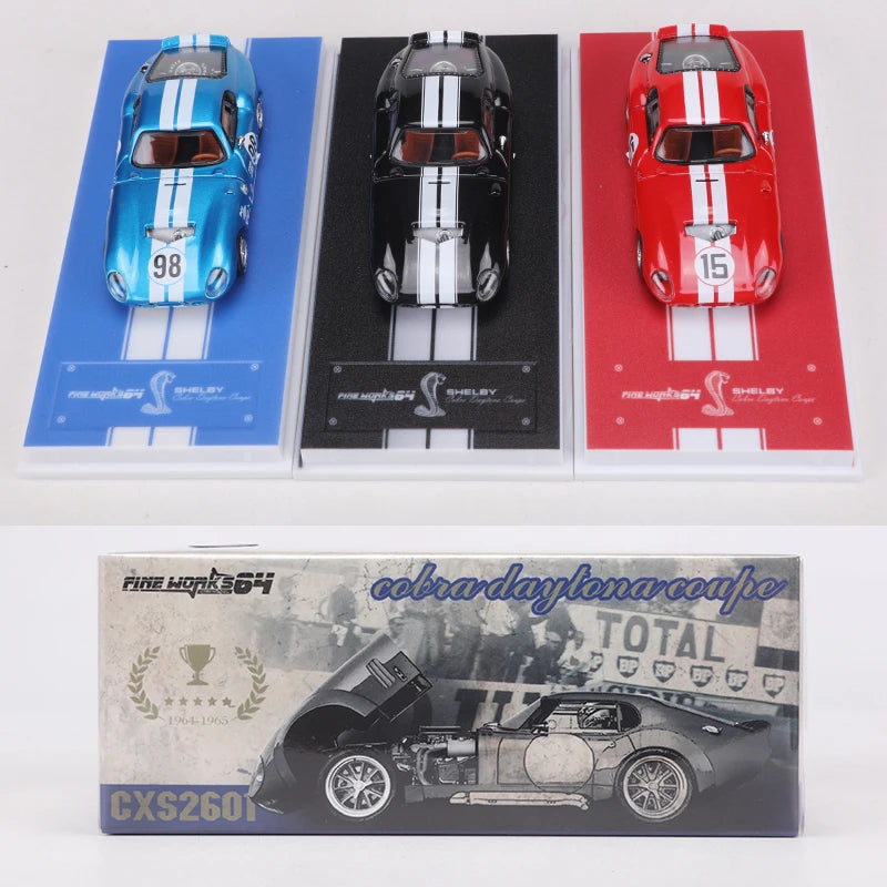 Fine Works 1:64 Shelby Cobra Alloy Model Car Can Open Engine Hood And Trunk Lid