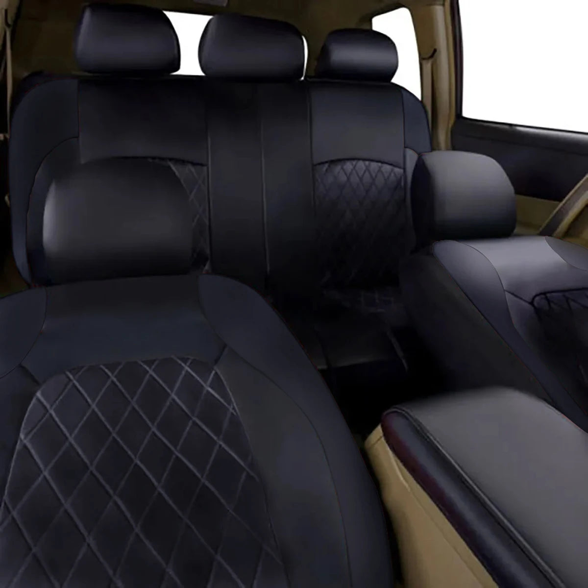 All-Season Quilted PU Leather Car Seat Cover – Full Protection