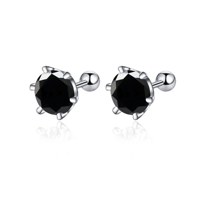 BIJOX STORY 0.5-2ct Mosonite Screw Stud Earrings D-color Solid Sier Diamond Suitable For Women's Wedding Exquisite