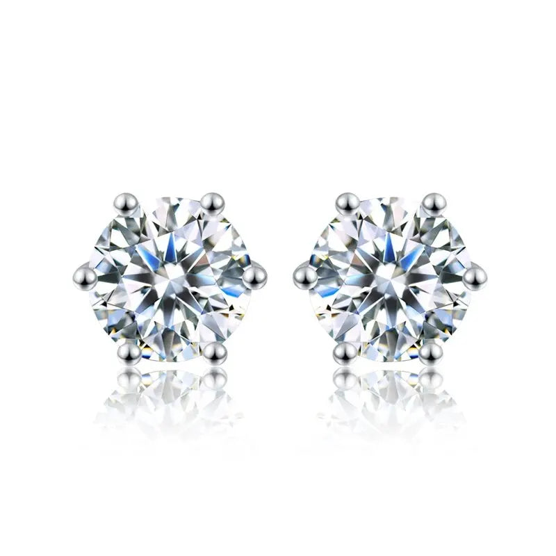 Real 0.1ct-2ct D Color Certified Moissanite Diamond Stud Earrings for Woman Gift 925 Sterling Silver Wedding Luxury Fine Jewelry