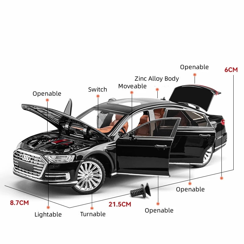 1/24 Audi A8 Diecast Alloy Metal Toy Car