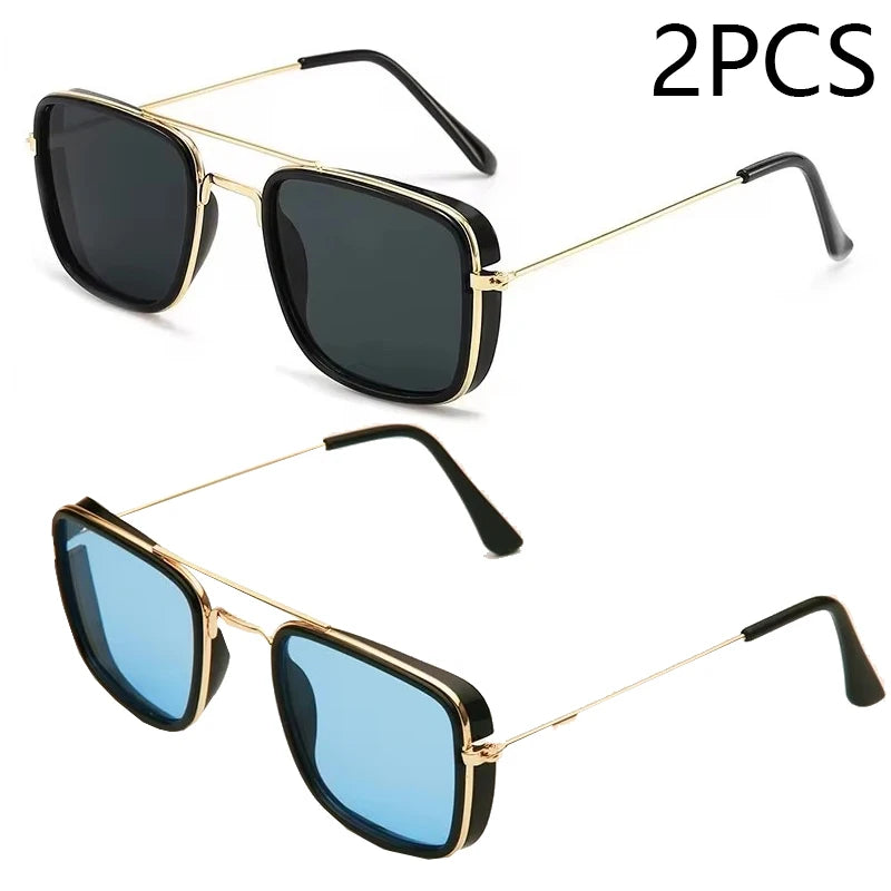 Retro Square Metal Sunglasses – European & Korean Style UV Protection Eyewear