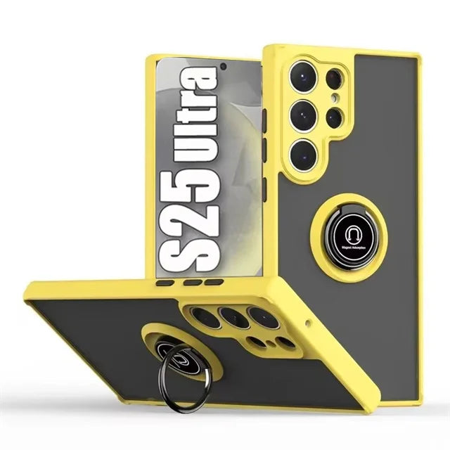 Magnetic Matte Case For Samsung Galaxy S25 S24 S23 S22 S21 S20 Ultra FE 5G S10 S9 Plus Lite Shock Proof Ring Holder Cover Funda