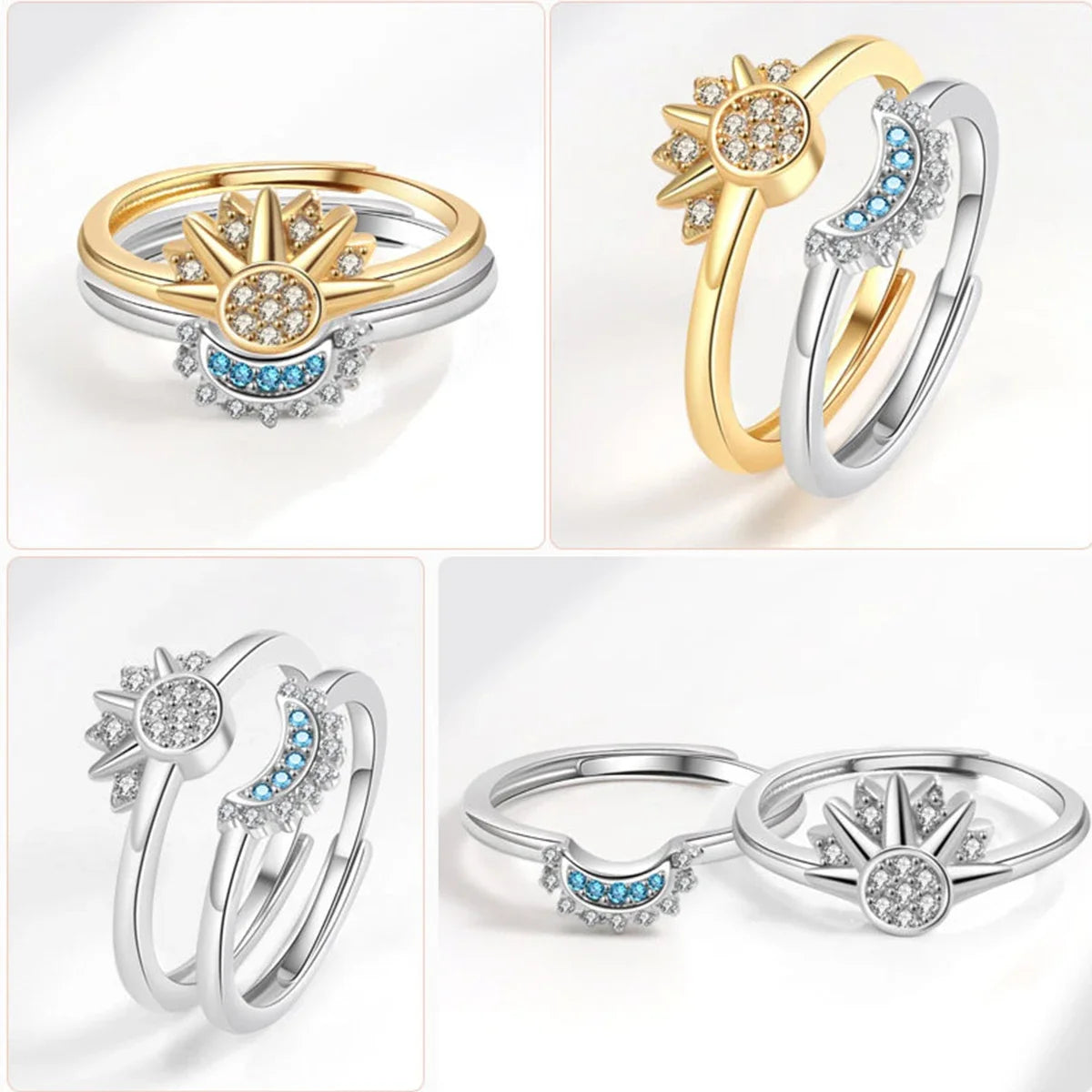 Fashion Sun Moon Star Ring
