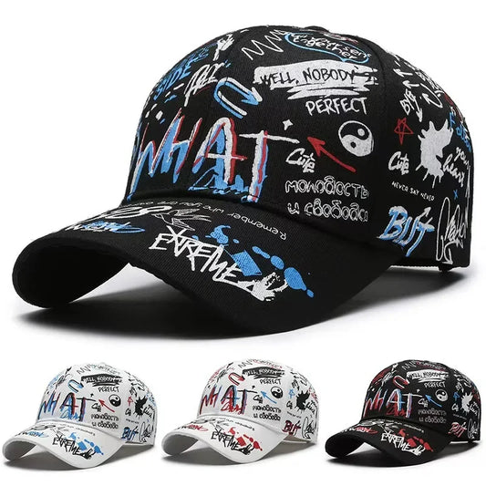Hats  Spring and Autumn Korean Version Graffiti Letter Printing Breathable Baseball Cap Men's Sun Protection Visor Outdoor Cap