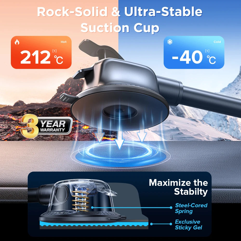 360° Dashboard Phone Holder – 9in Flexible Arm for Car, Windshield & Vent