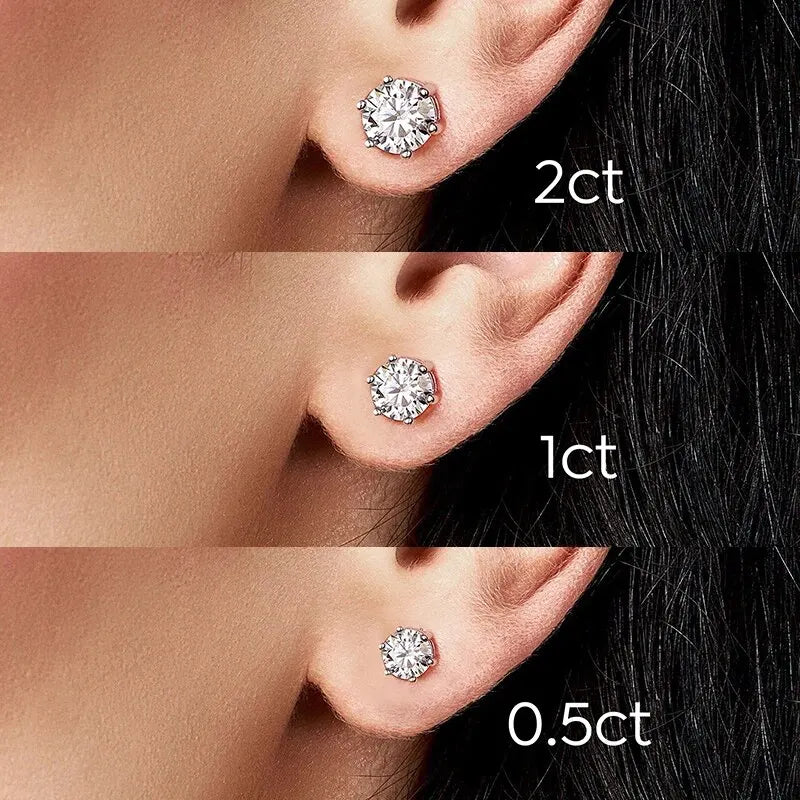 Real 0.1ct-2ct D Color Certified Moissanite Diamond Stud Earrings for Woman Gift 925 Sterling Silver Wedding Luxury Fine Jewelry