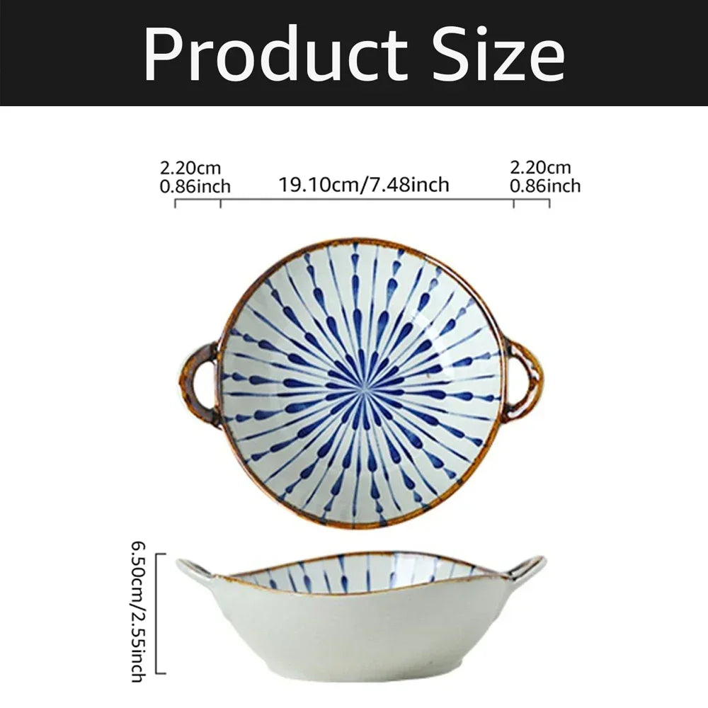 7.5inch Household Noodle Bowl Ceramic Soup Salad Pasta Bowl With Handle