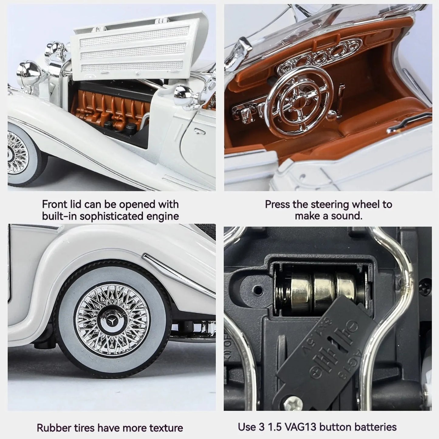 1:24 Alloy Vintage Car Model – Classic 500K & CLK-GTR Collection Piece