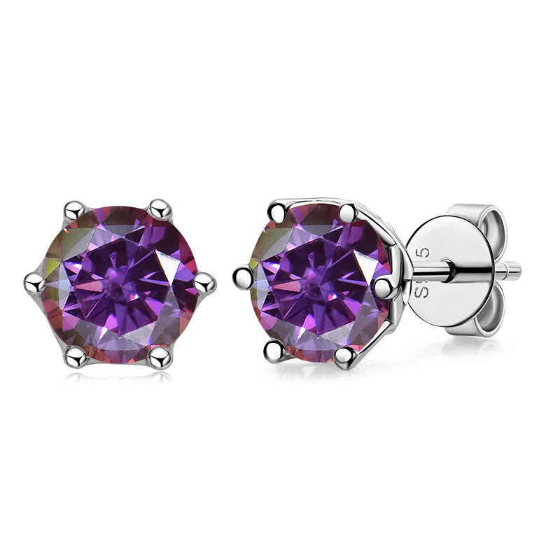 JoyceJelly 1/2/4CT VVS D Color Moissanite Russian Cut 8H8A Lab Diamond Stud Earrings For Women S925 Sterling Silver Fine Jewelry