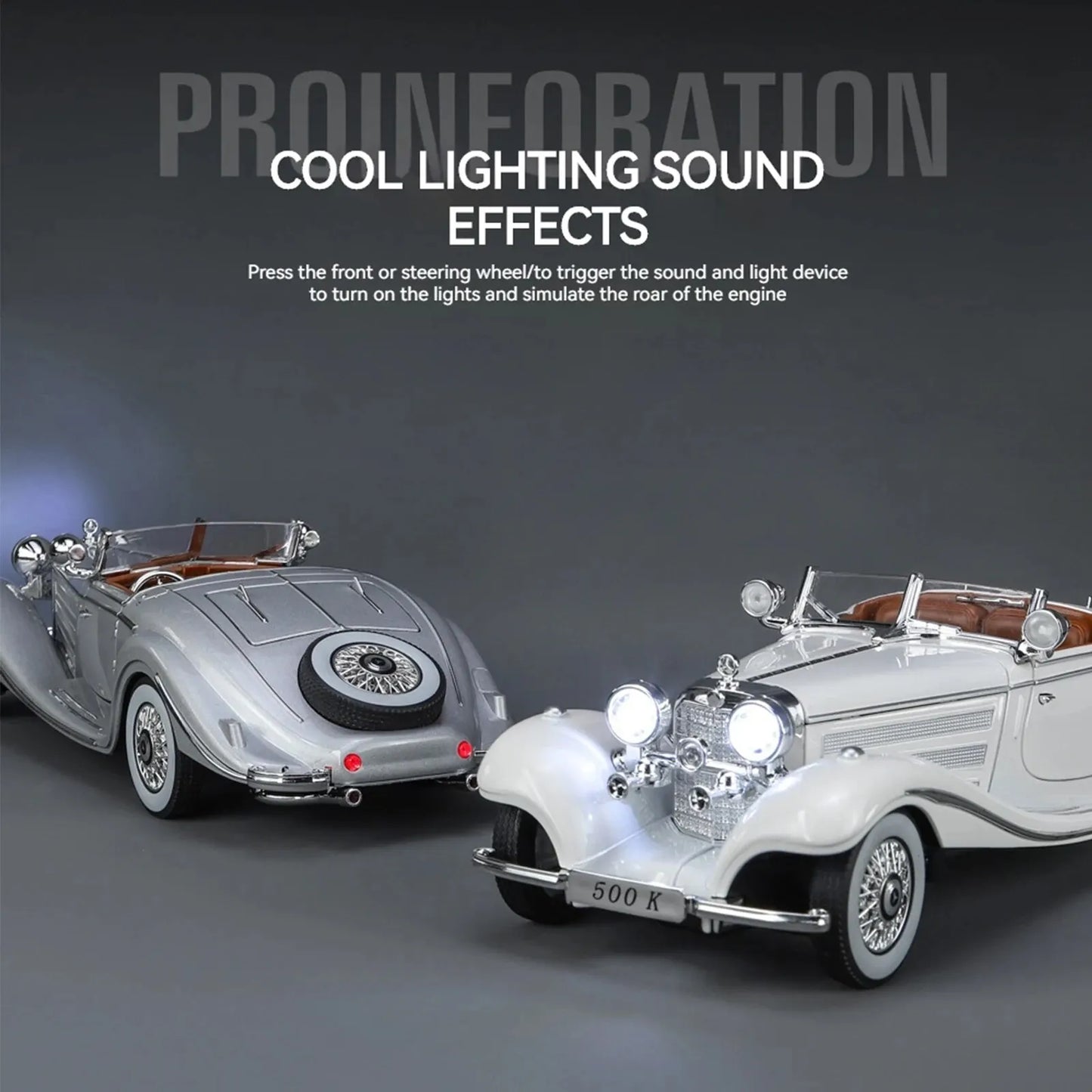 1:24 Alloy Vintage Car Model – Classic 500K & CLK-GTR Collection Piece