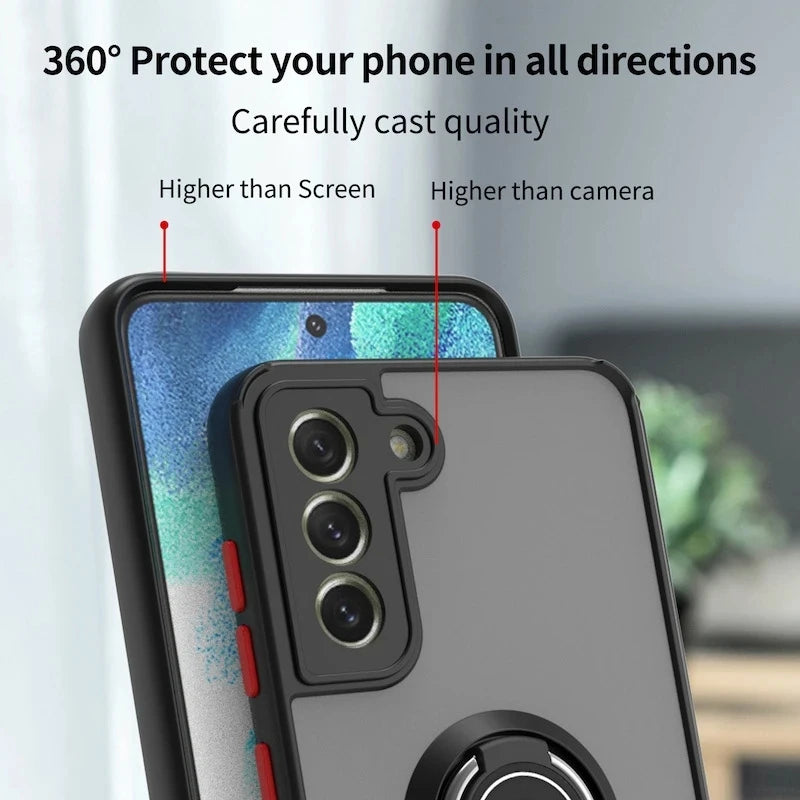 Magnetic Matte Case For Samsung Galaxy S25 S24 S23 S22 S21 S20 Ultra FE 5G S10 S9 Plus Lite Shock Proof Ring Holder Cover Funda