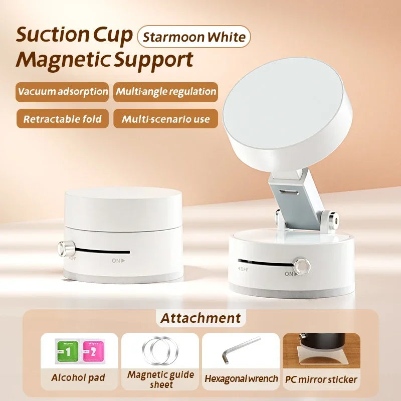 Mini Vacuum Magnetic Suction Cup Phone Holder – Foldable Stand for iPhone & Android