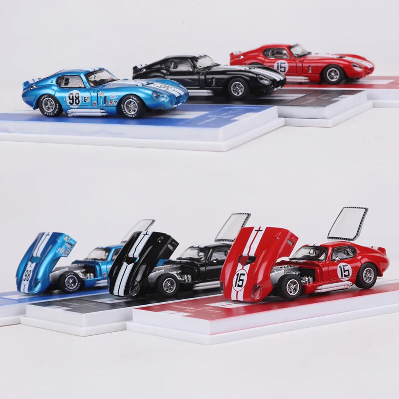 Fine Works 1:64 Shelby Cobra Alloy Model Car Can Open Engine Hood And Trunk Lid