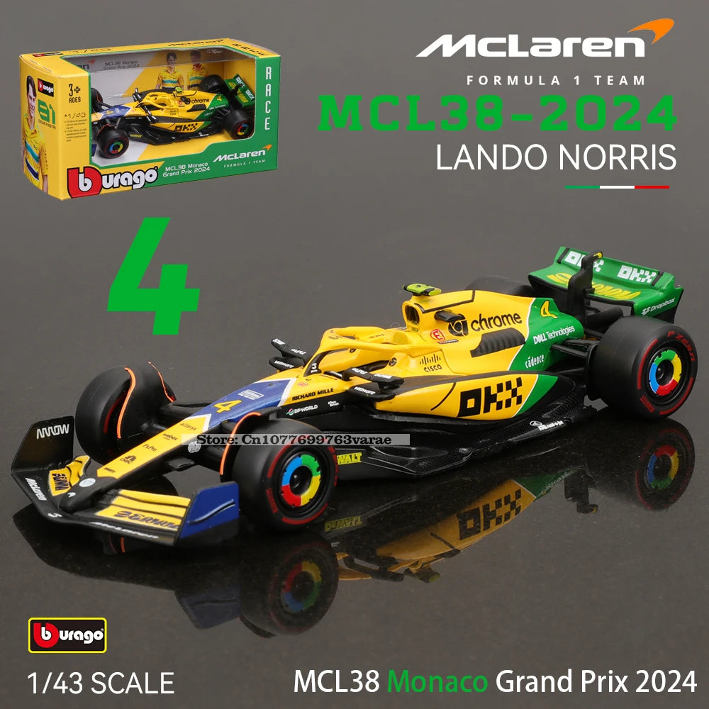Bburago 1:43 F1 McLaren MCL38 – 2024 Monaco GP Diecast Model Car