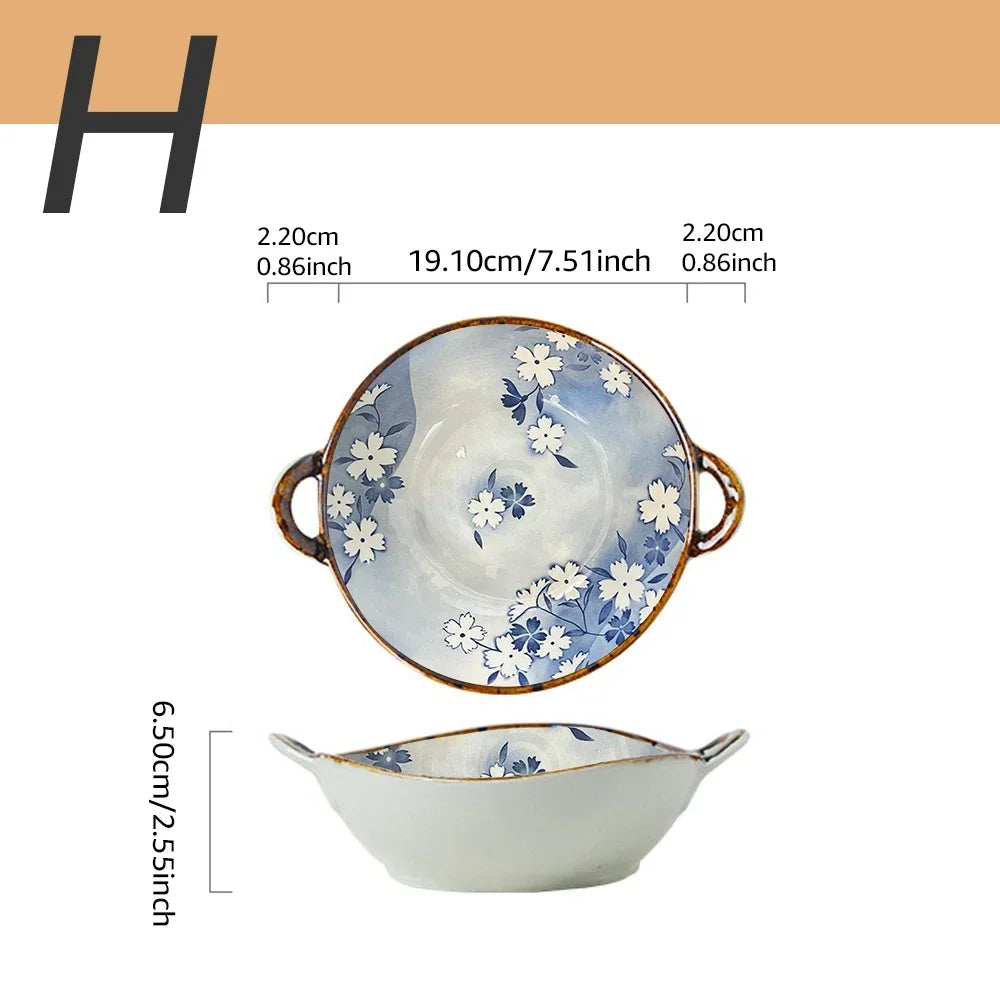 7.5inch Household Noodle Bowl Ceramic Soup Salad Pasta Bowl With Handle