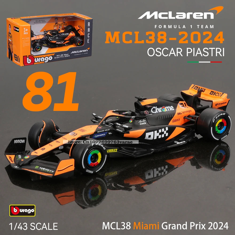 Bburago 1:43 F1 McLaren MCL38 – 2024 Monaco GP Diecast Model Car