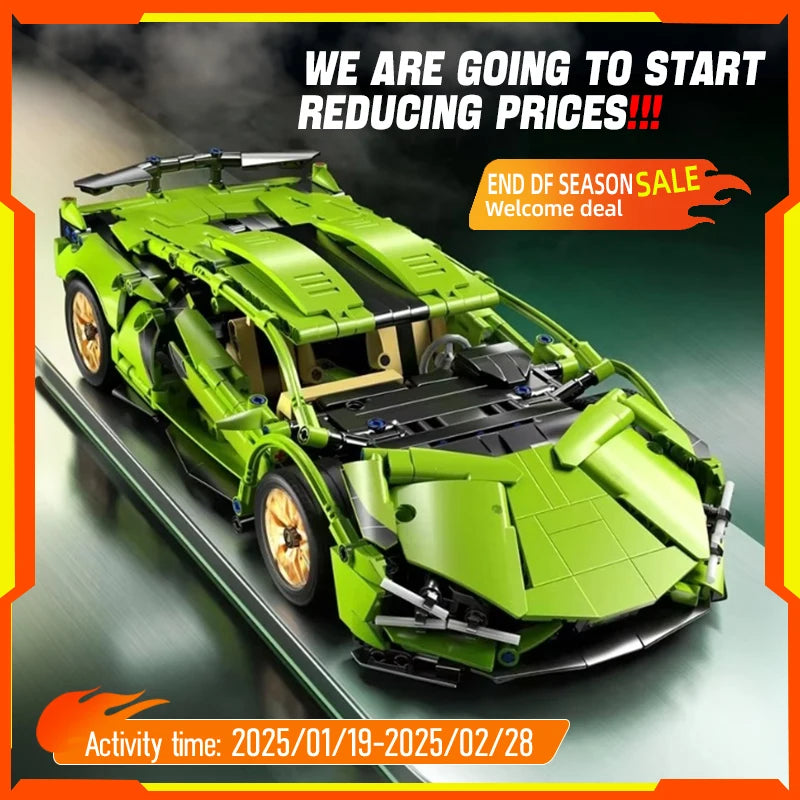 1280PCS Racing Supercar Model – Building Blocks Kit for Kids & Adults