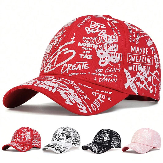 Unisex Letter Graffiti Print Baseball Caps Spring Autumn Outdoor Sunscreen Hat Adjustable Casual Trucker Hats