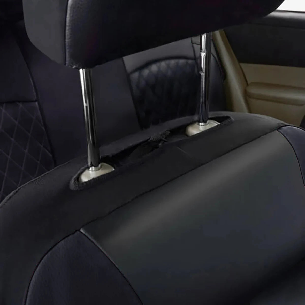All-Season Quilted PU Leather Car Seat Cover – Full Protection