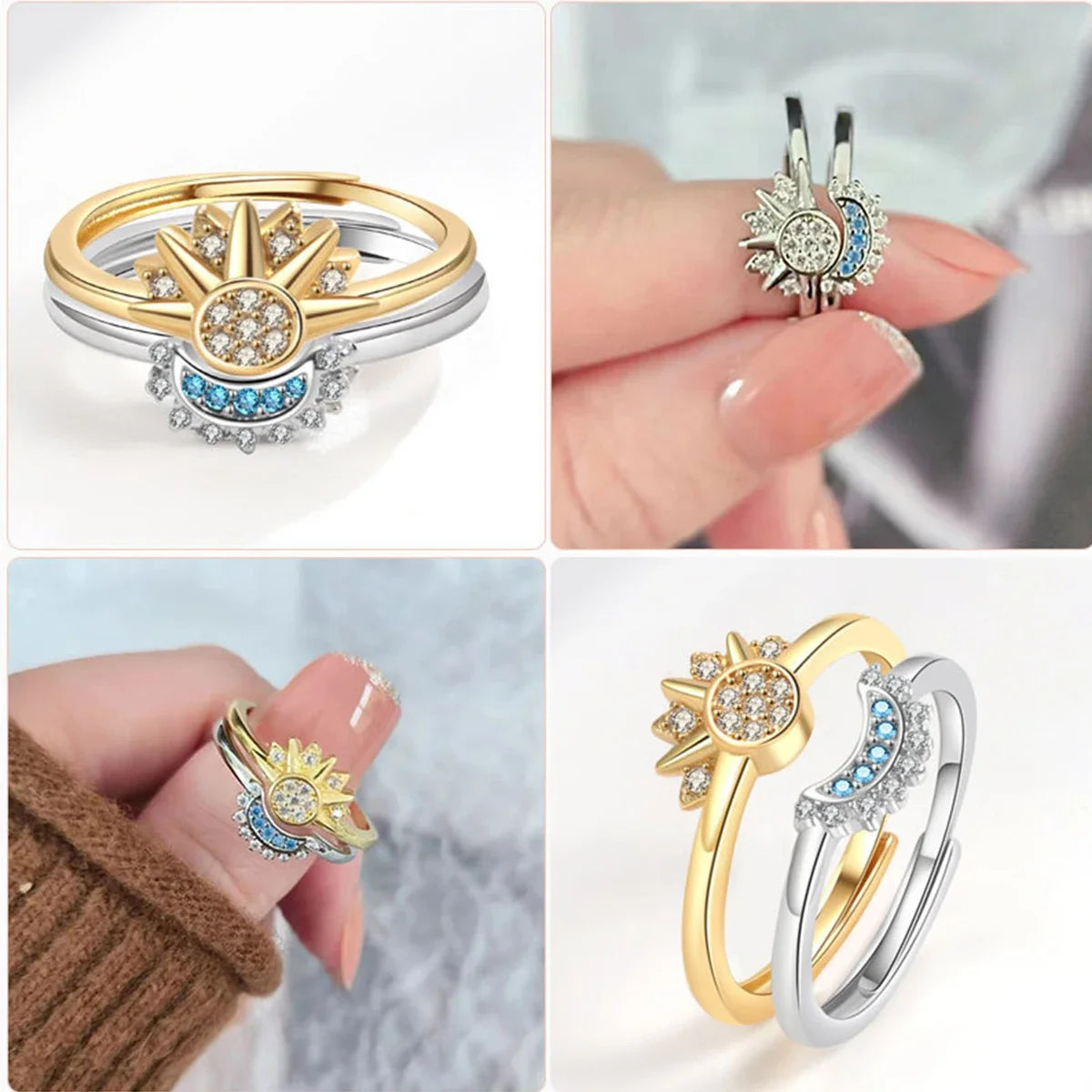 Fashion Sun Moon Star Ring