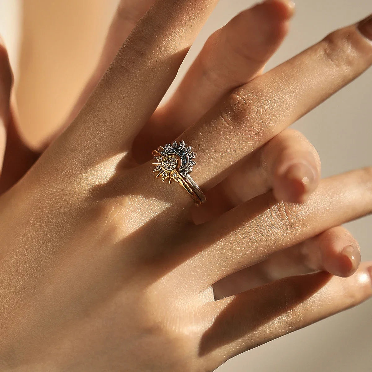 Fashion Sun Moon Star Ring