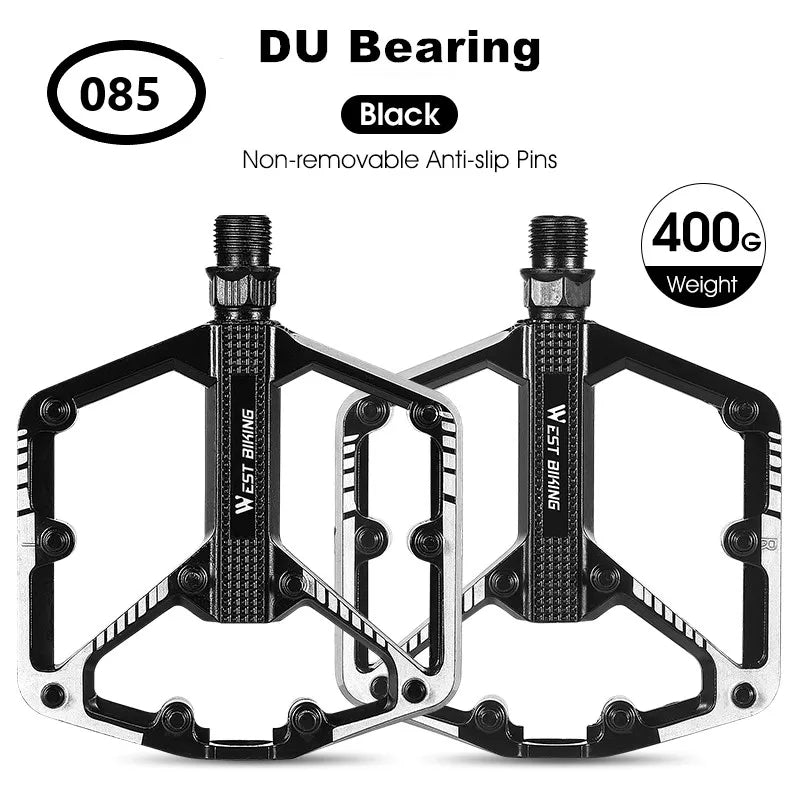 WEST BIKING Bicycle Pedal DU/ 3 Bearing Sealed MTB Mountain Road Bike Widened Pedals Anti-slip Aluminum Alloy Pedal Cycling Part