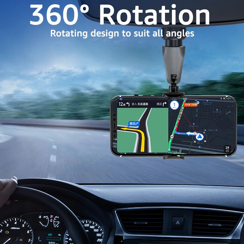 Multifunctional Rearview Mirror Phone Holder – Adjustable Car Mount & GPS Support