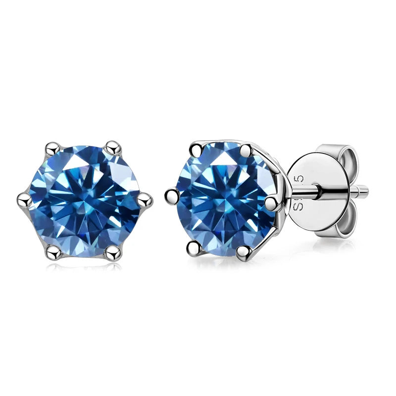 JoyceJelly 1/2/4CT VVS D Color Moissanite Russian Cut 8H8A Lab Diamond Stud Earrings For Women S925 Sterling Silver Fine Jewelry