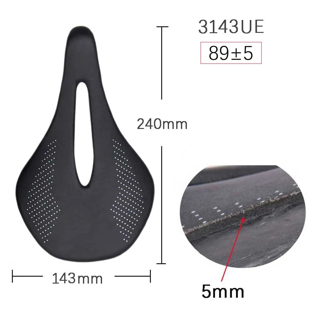 Ultra-Light MTB Carbon Saddle 89g – Road Bike Seat 240x143/155mm UD Bare Carbon