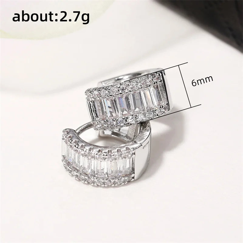 Huitan Fashion Women's Hoop Earrings with Sparkling Cubic Zirconia Fancy Female Ear Accessories Good Quality Wholesale Jewelry