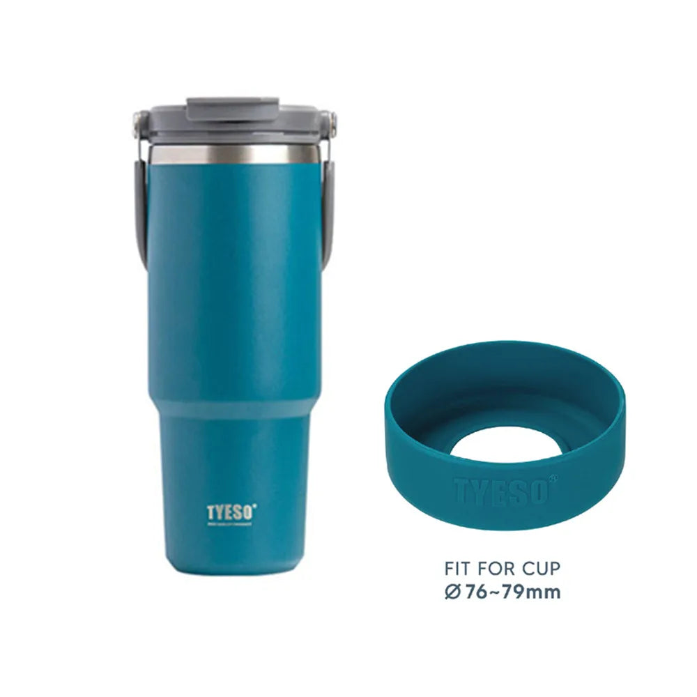 TYESO 40oz Stainless Steel Tumbler with Handle – 1200ml Vacuum Insulated Mug with Silicone Coaster
