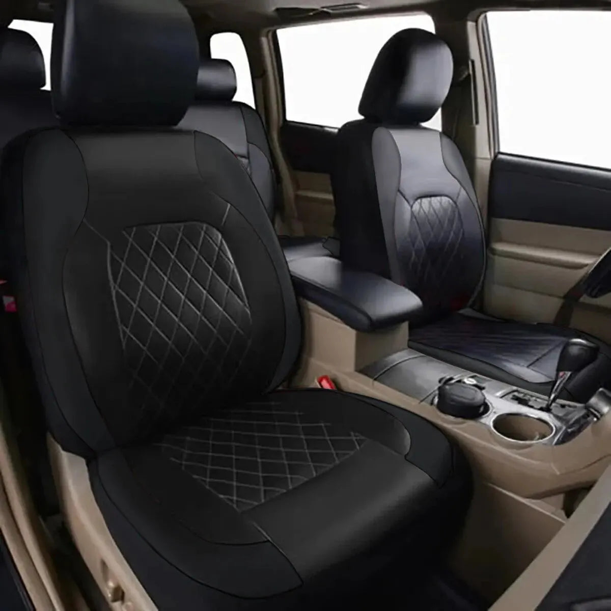 All-Season Quilted PU Leather Car Seat Cover – Full Protection