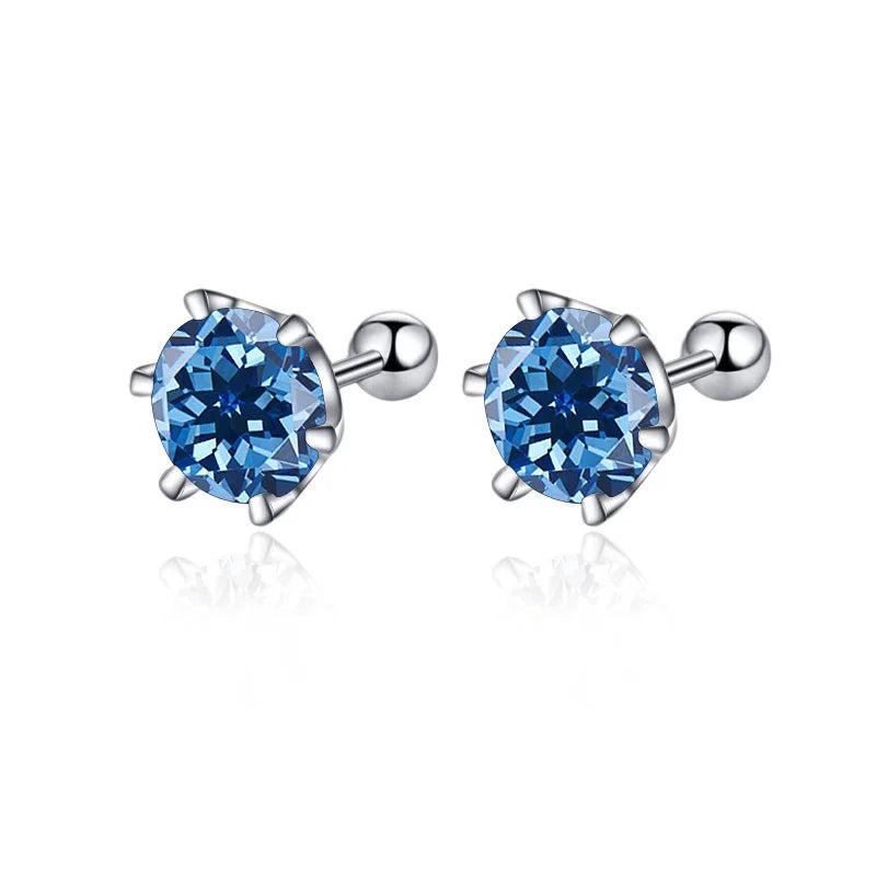 BIJOX STORY 0.5-2ct Mosonite Screw Stud Earrings D-color Solid Sier Diamond Suitable For Women's Wedding Exquisite