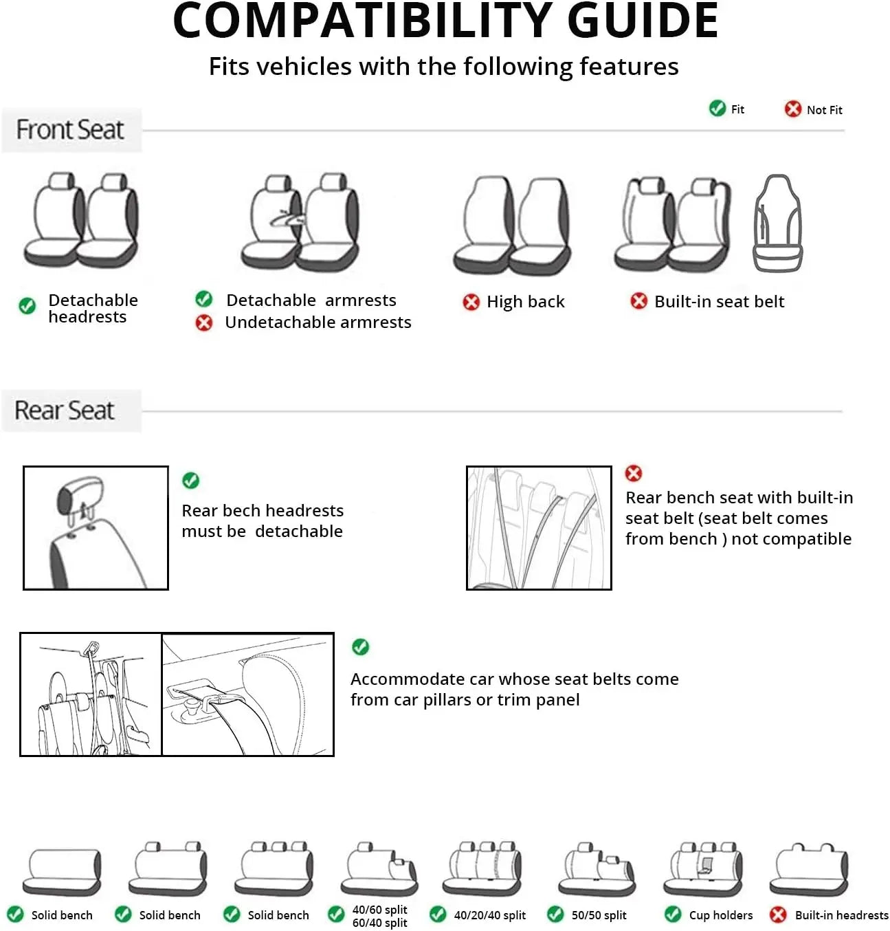 Universal Full Set Car Seat Covers – Front & Rear Protection