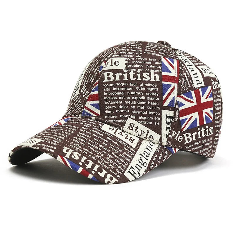 Classic English Flag Graffiti Women's Baseball Cap Versatile Fashion Sports Sun Cap Hip Hop Cap Letters Breathable Sun Cap