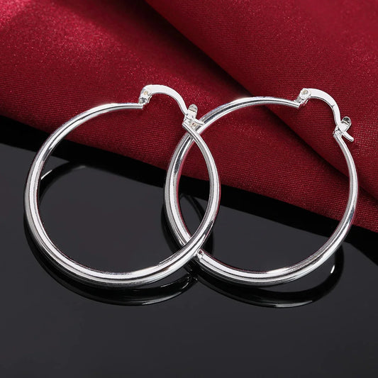 925 Sterling Silver Fine 4cm diameter Big circle Earrings for Women Fashion Party Wedding Accessories Jewelry Christmas Gifts