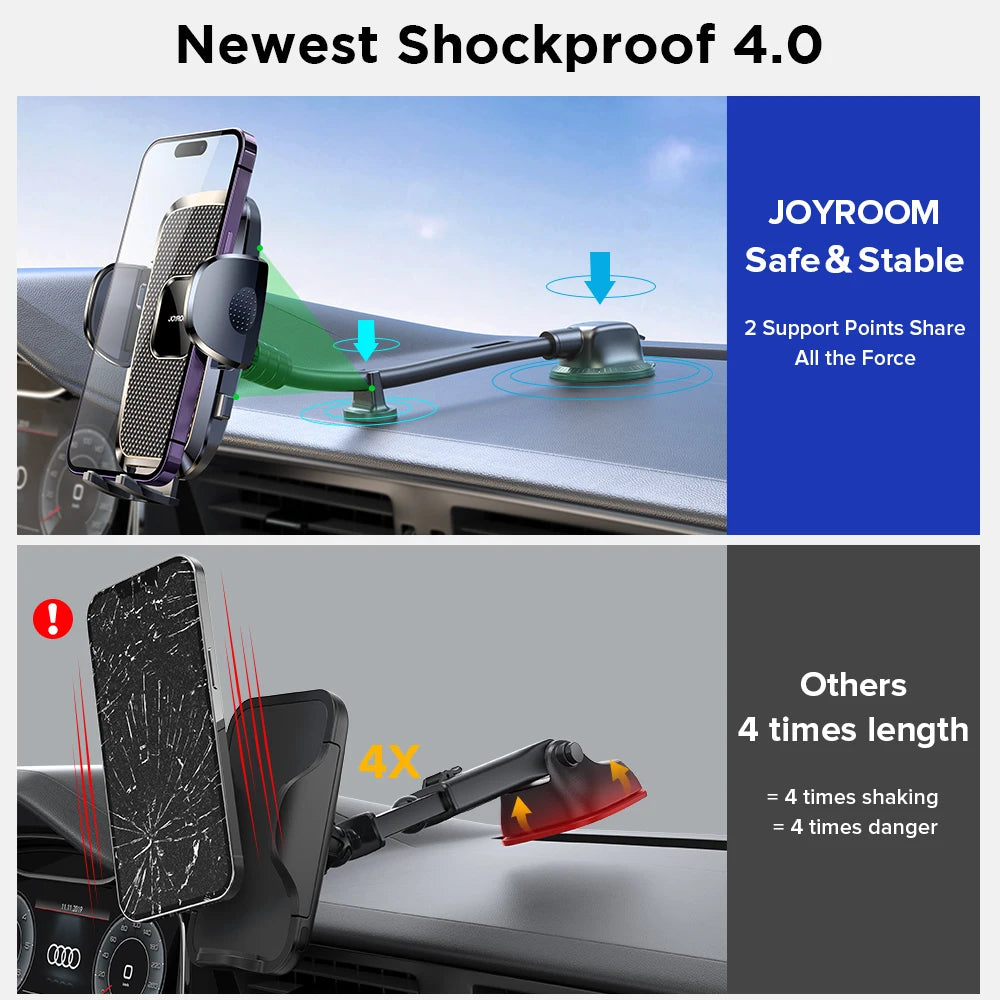 360° Dashboard Phone Holder – 9in Flexible Arm for Car, Windshield & Vent