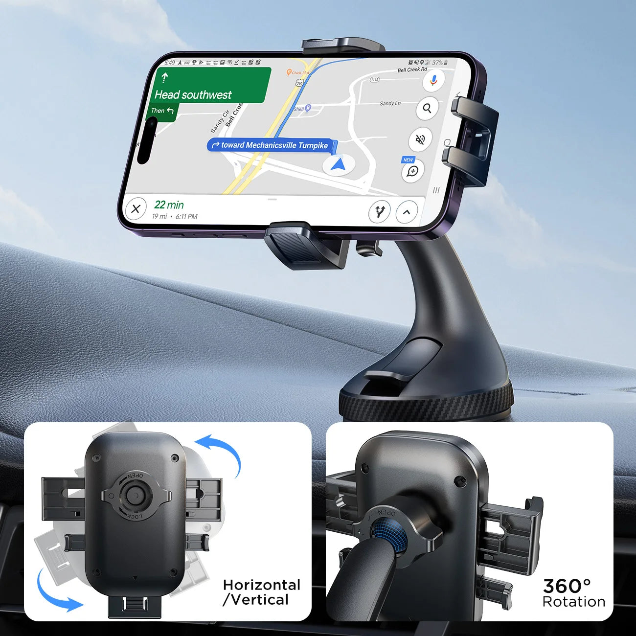 Joyroom Universal Car Phone Holder – Strong Suction & 360° Rotating Mount