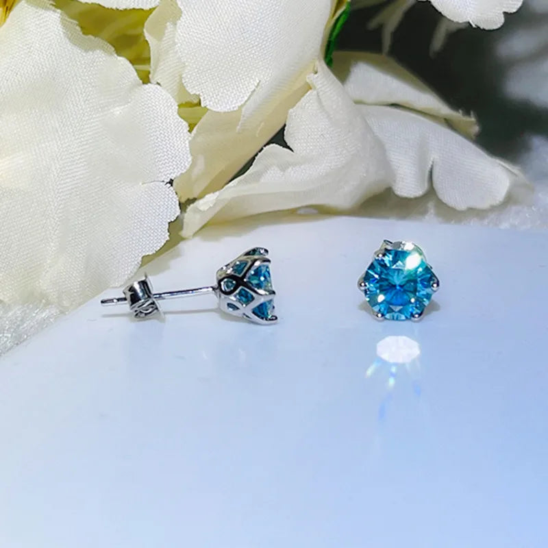 JoyceJelly 1/2/4CT VVS D Color Moissanite Russian Cut 8H8A Lab Diamond Stud Earrings For Women S925 Sterling Silver Fine Jewelry